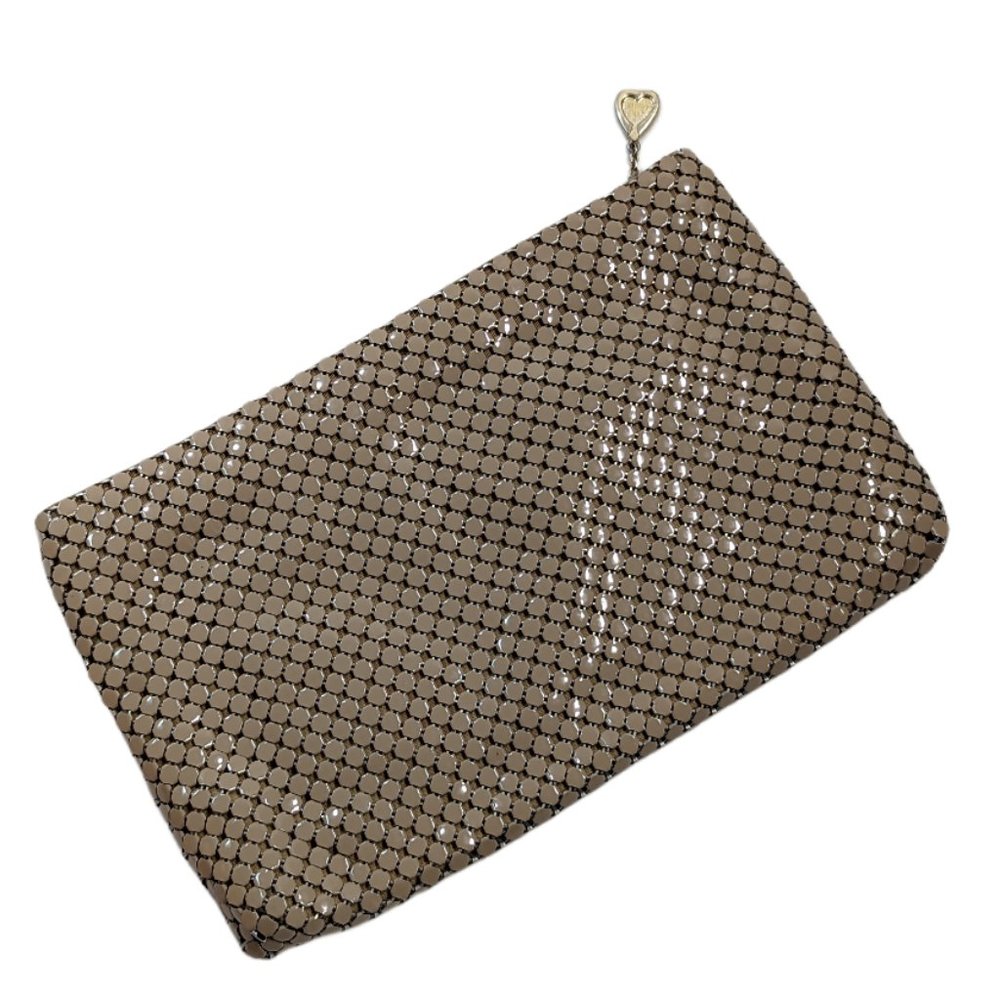 Whiting and Davis Vintage Tan Mesh Clutch Purse EUC